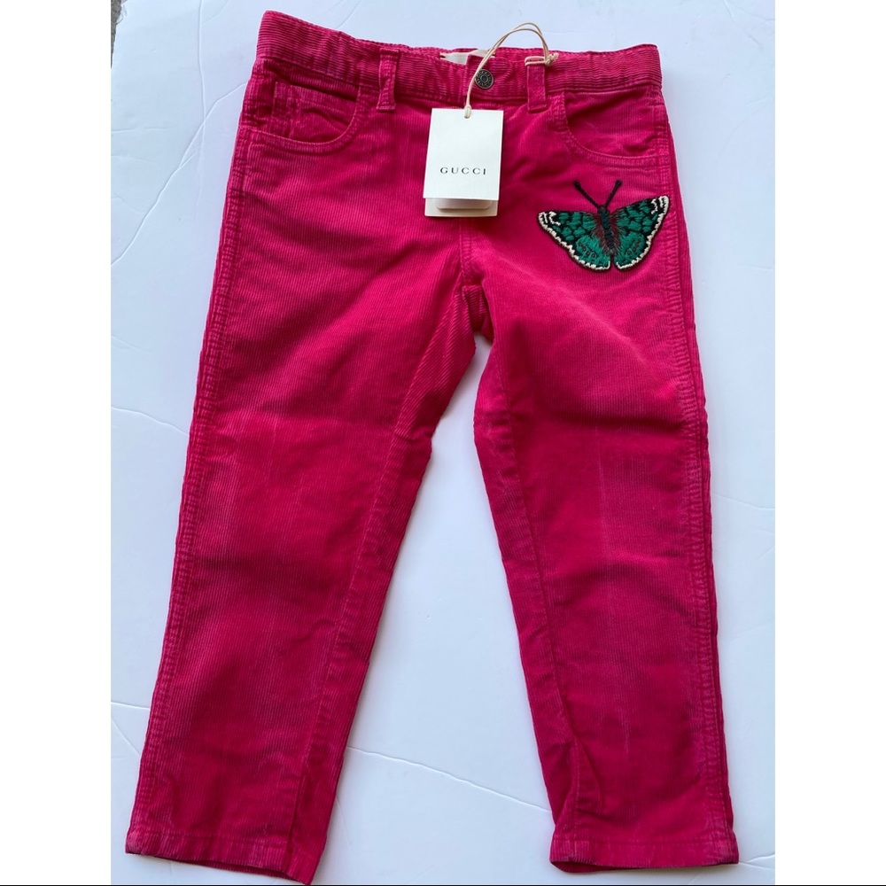 NWT GUCCI butterfly embroidered corduroy trousers